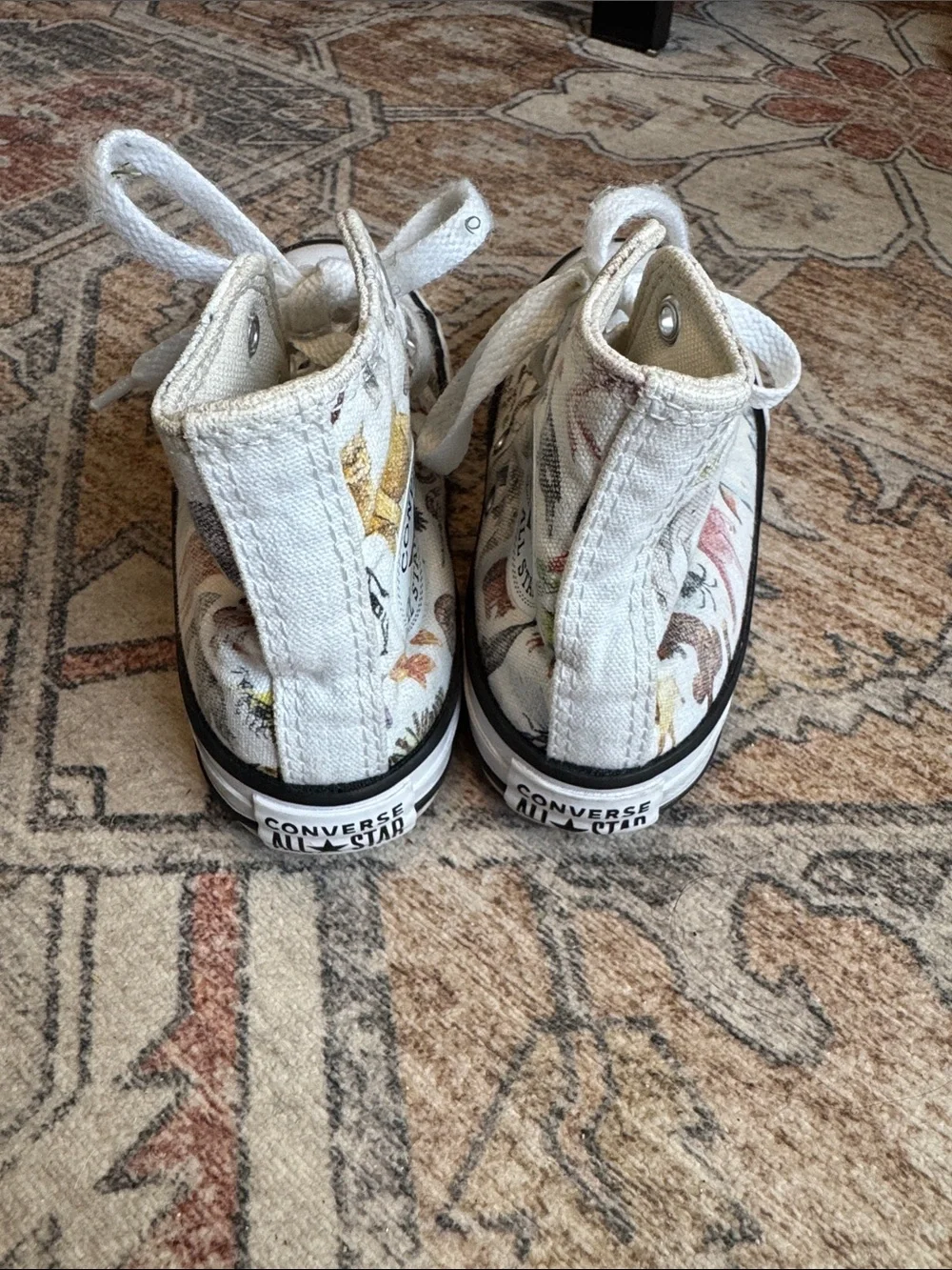 Converse Kids High-Top Sneakers in White with Multicolor Animal Print